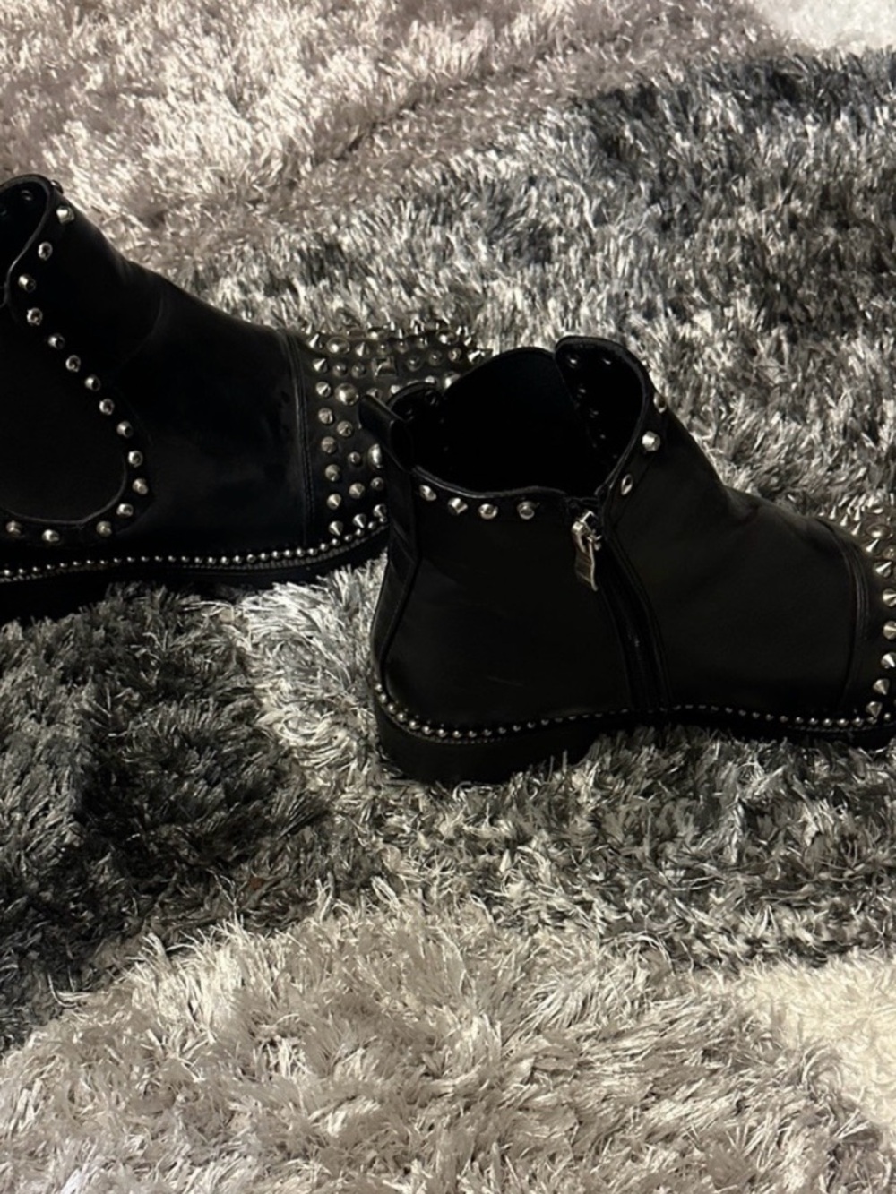 Studded Black Ankle Boots - Women's Fashion Bootie